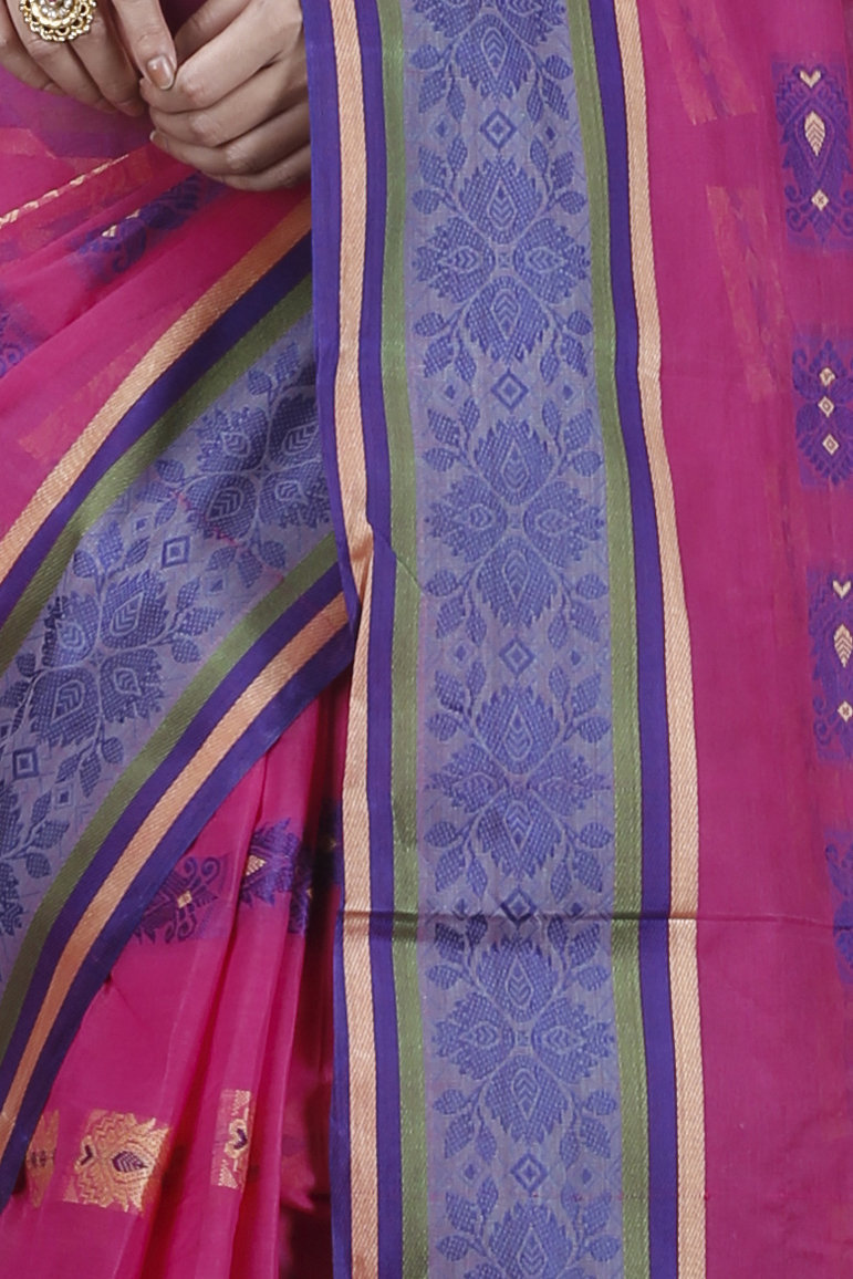 Pink Pure Cotton Uditi Tant Saree (1225)